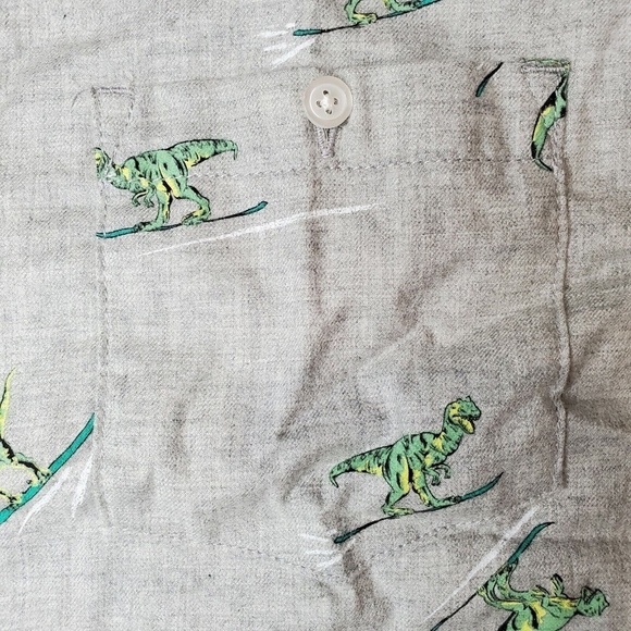 Cat & Jack™ Boys' Shirt Dino Long Sleeve Button-Down Gray XLH(16) - Picture 6 of 9